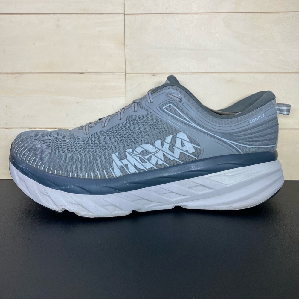 Hoka Bondi 7 Grey Men's Size 11 Running Shoes Sneakers 1110518 WDDS - Picture 4 of 11